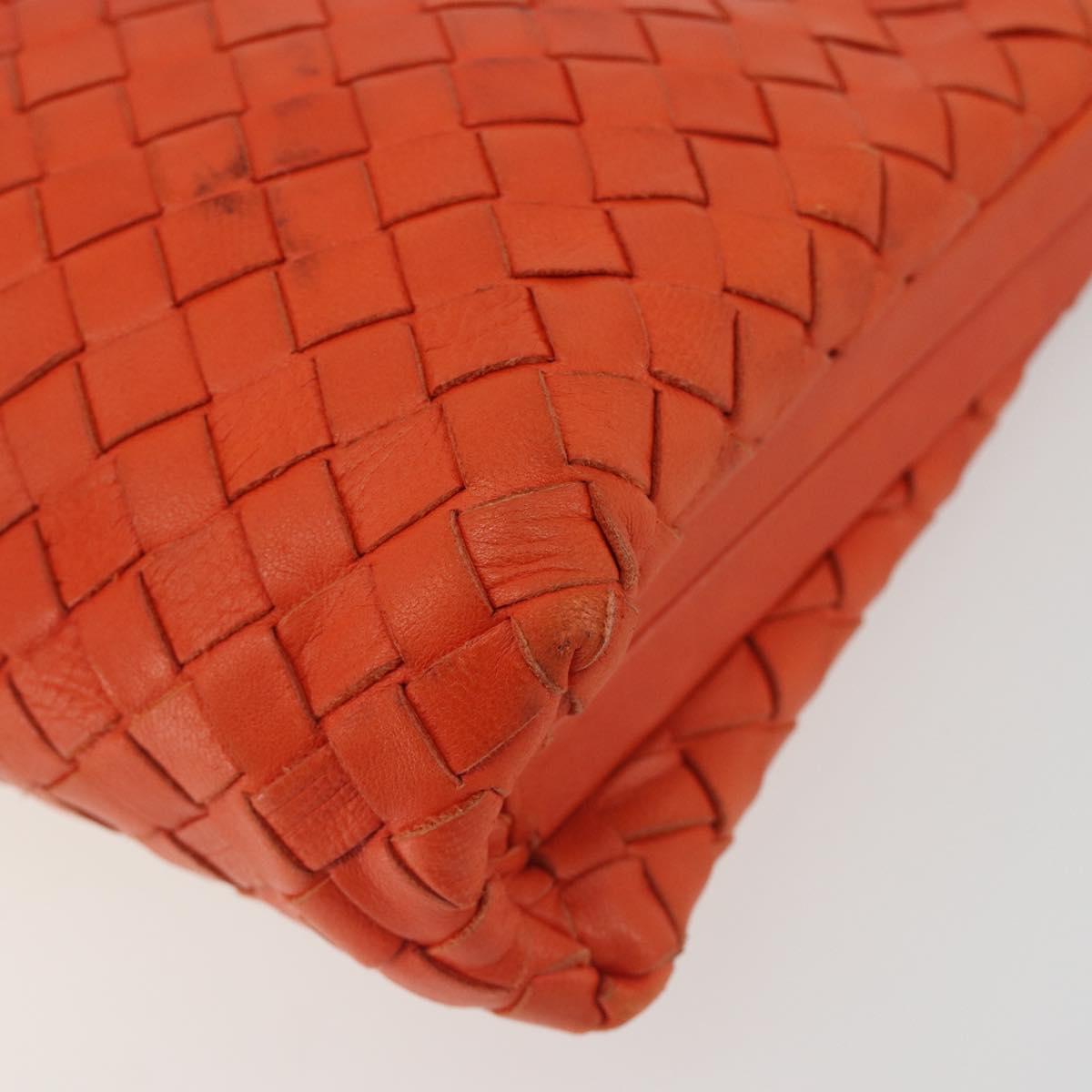BOTTEGA VENETA INTRECCIATO Chain Shoulder Bag Leather Orange Gold Auth ARZ039A