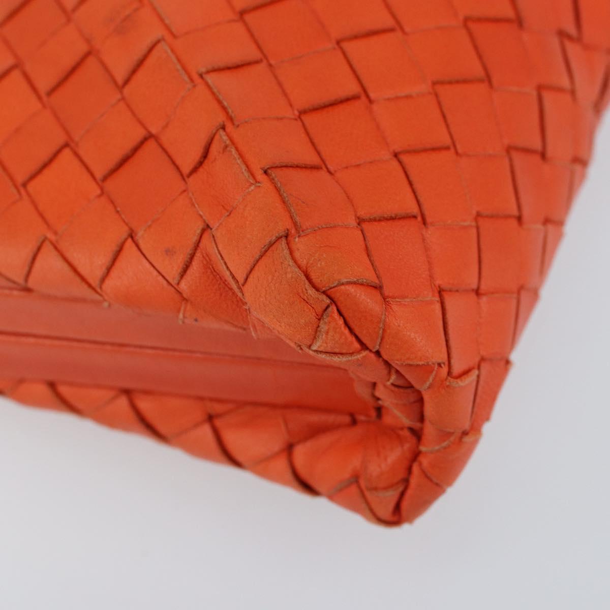 BOTTEGA VENETA INTRECCIATO Chain Shoulder Bag Leather Orange Gold Auth ARZ039A
