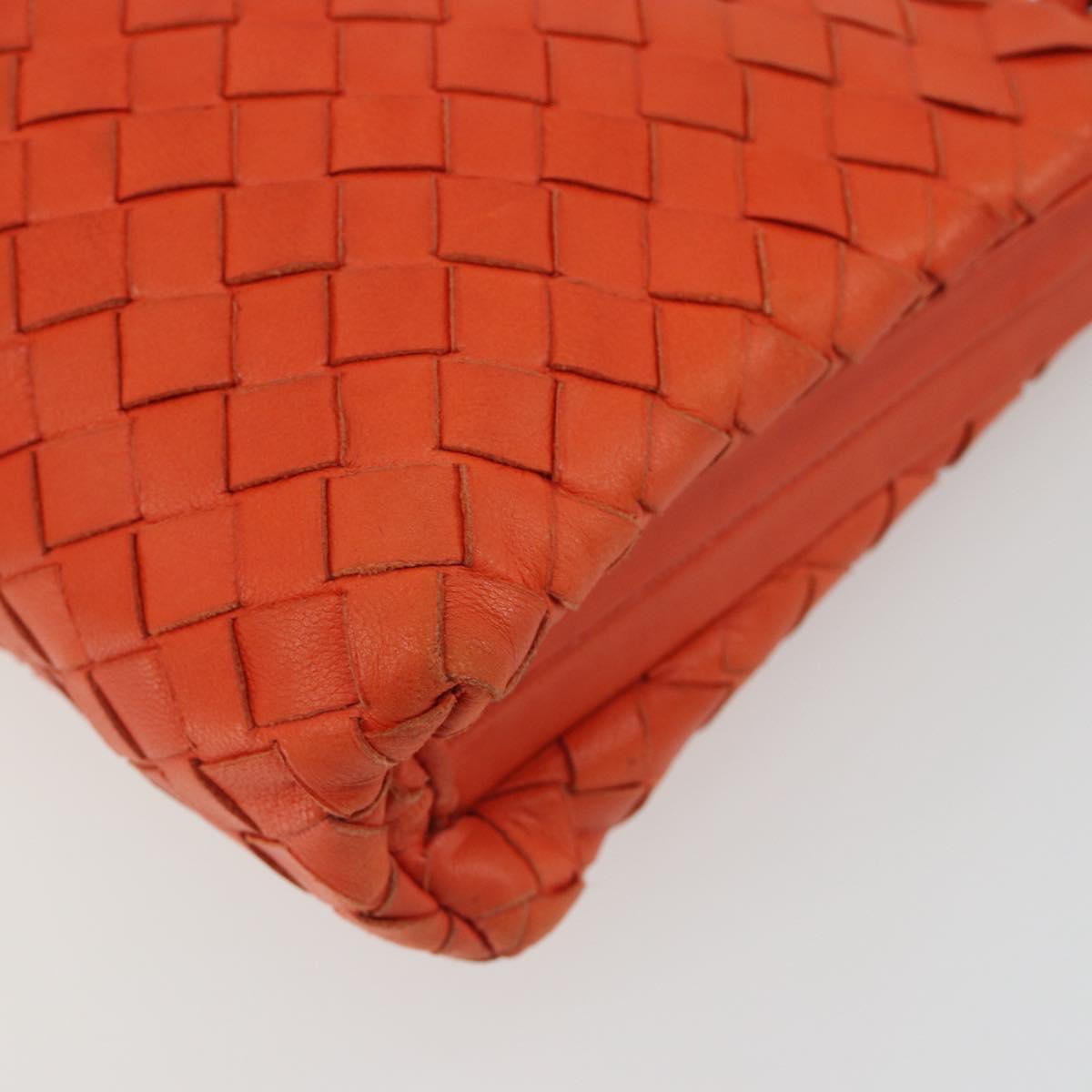 BOTTEGA VENETA INTRECCIATO Chain Shoulder Bag Leather Orange Gold Auth ARZ039A