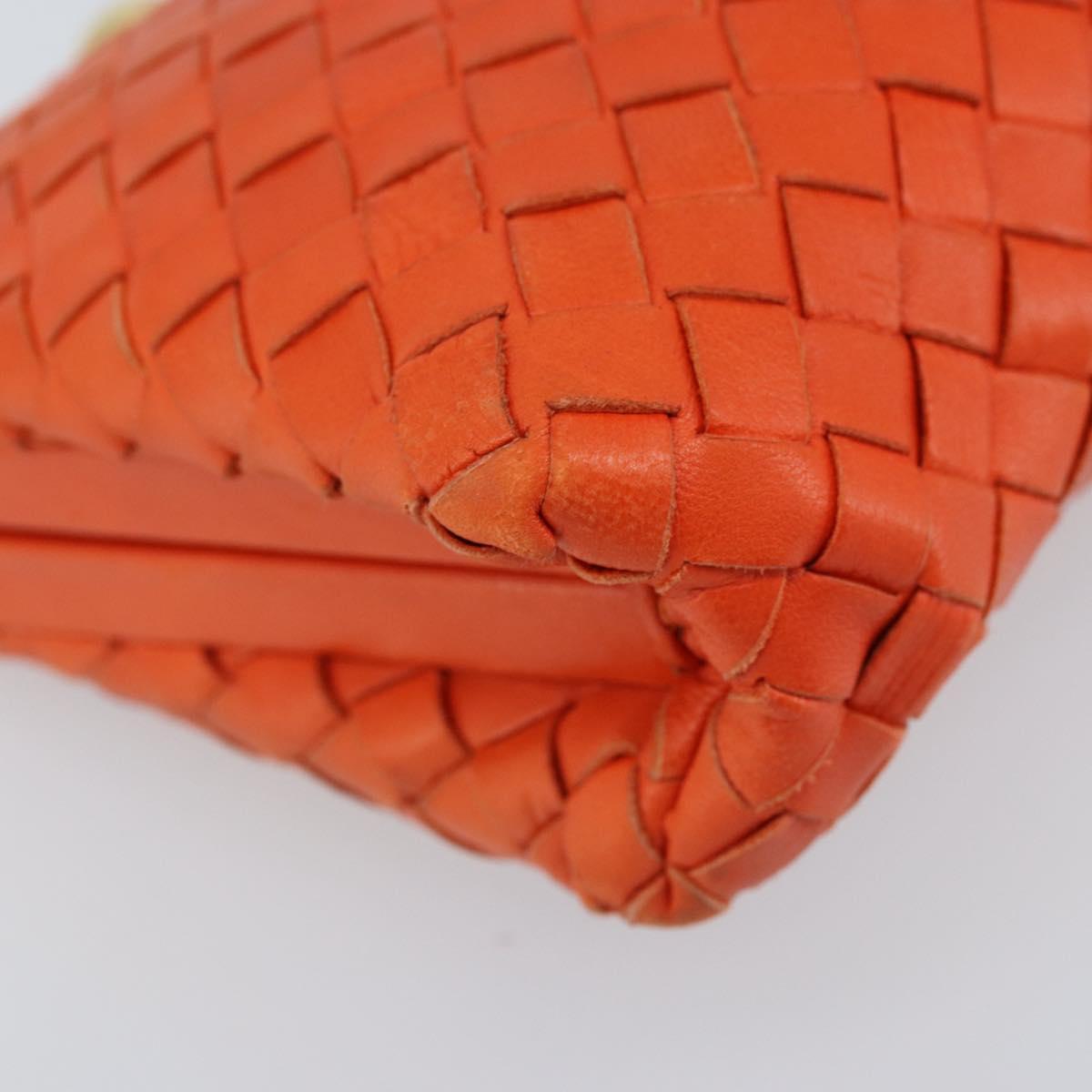 BOTTEGA VENETA INTRECCIATO Chain Shoulder Bag Leather Orange Gold Auth ARZ039A