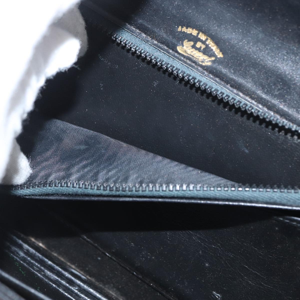 GUCCI Hand Bag Leather Black Gold Auth ARZ052