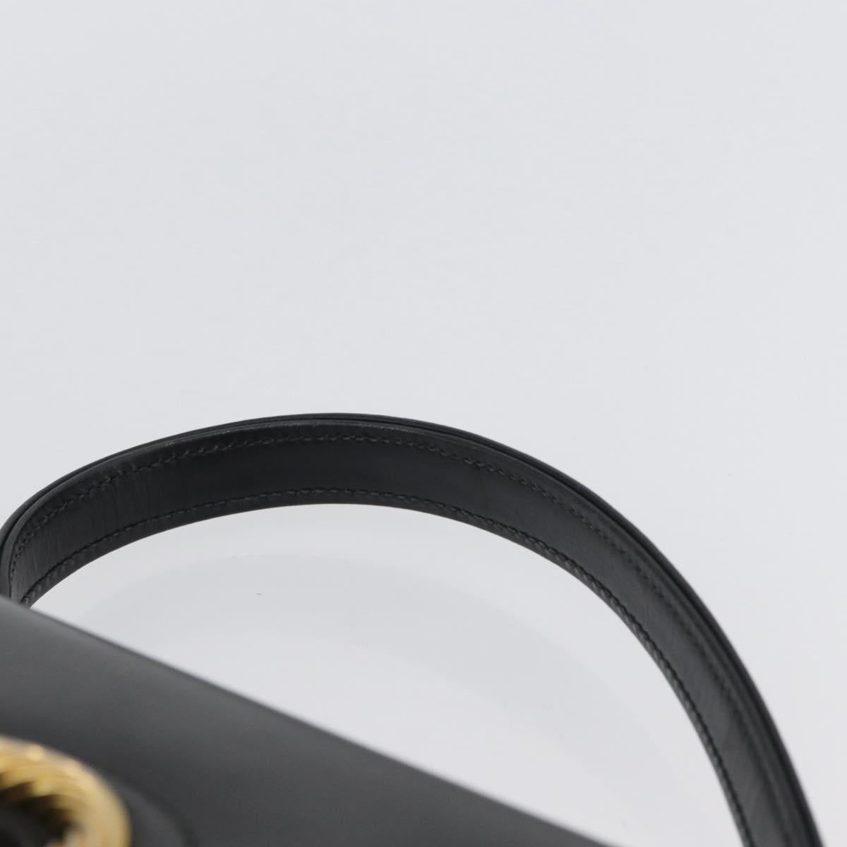 GUCCI Hand Bag Leather Black Gold Auth ARZ052