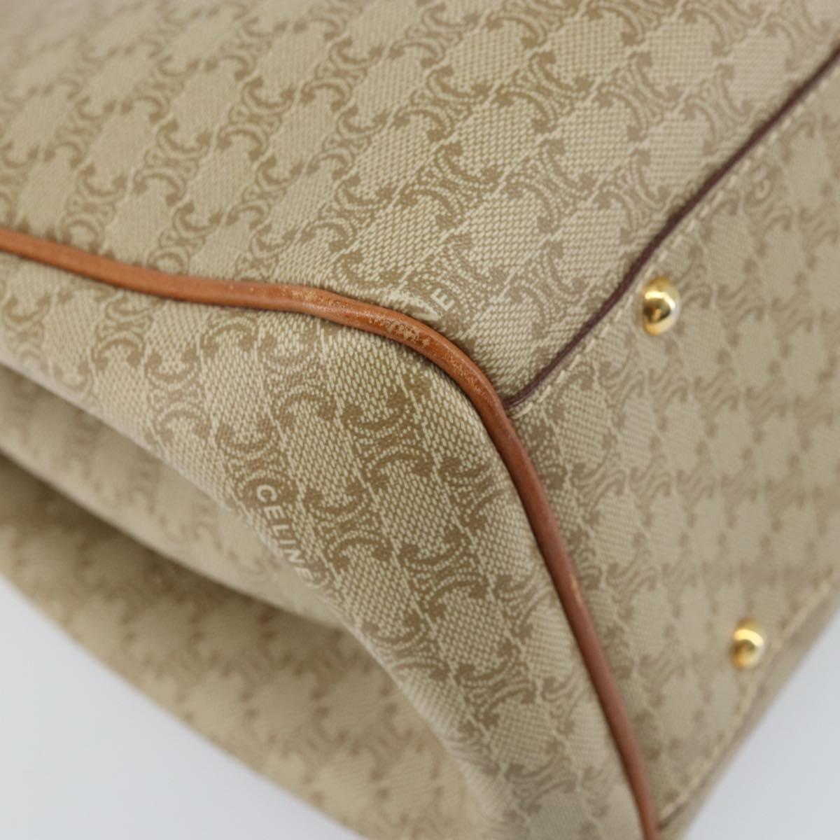 CELINE Macadam Canvas Tote Bag PVC Beige Gold Auth ARZ058V