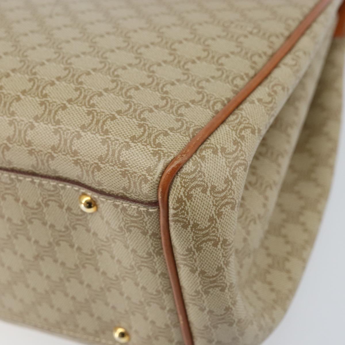 CELINE Macadam Canvas Tote Bag PVC Beige Gold Auth ARZ058V