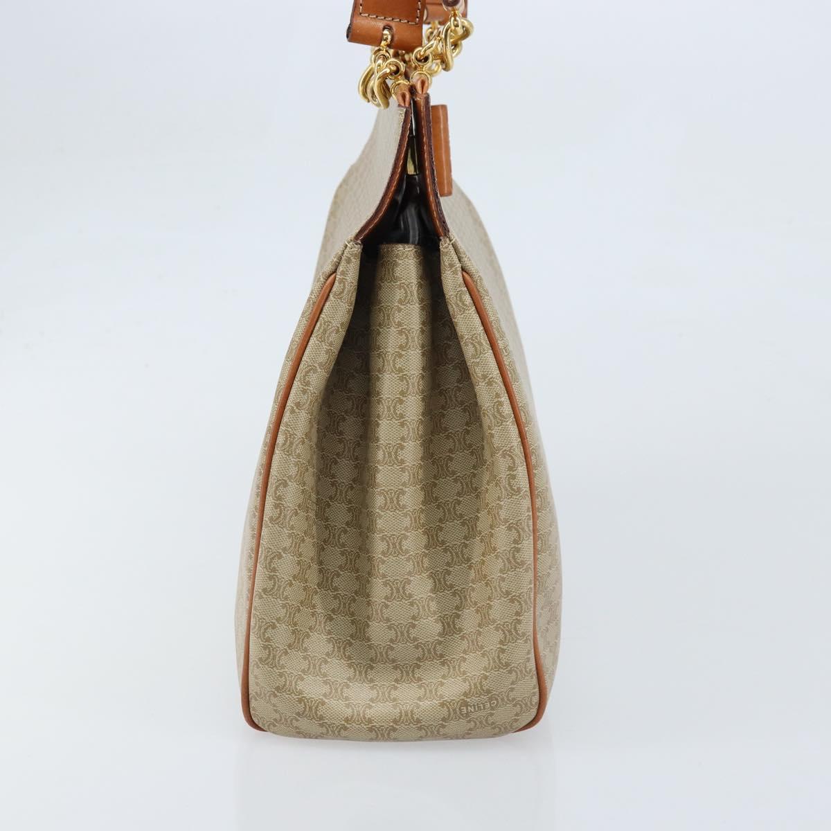 CELINE Macadam Canvas Tote Bag PVC Beige Gold Auth ARZ058V