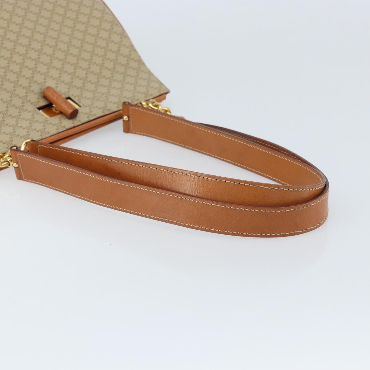 CELINE Macadam Canvas Tote Bag PVC Beige Gold Auth ARZ058V