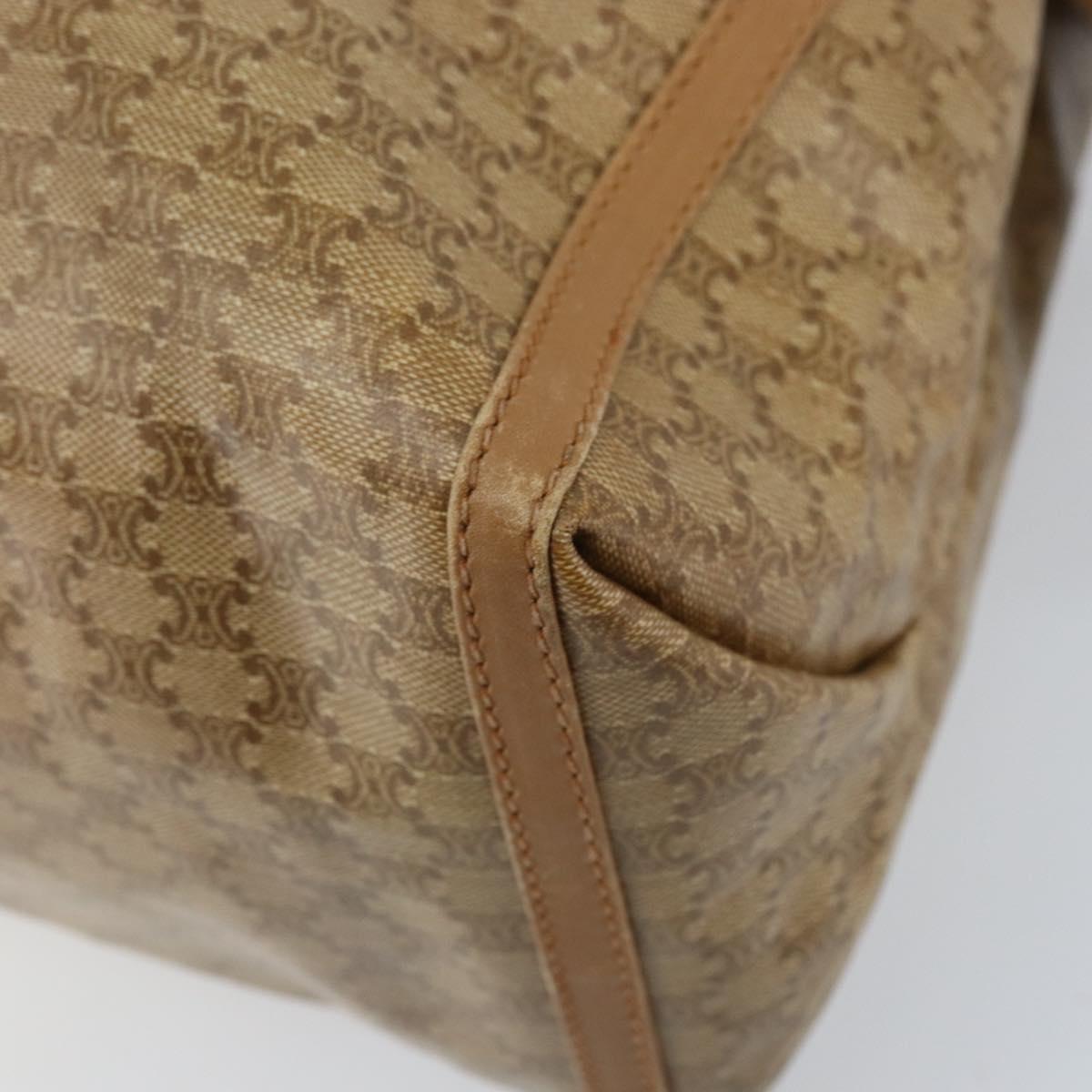 CELINE Macadam Canvas Hand Bag PVC Beige Gold Auth ARZ059