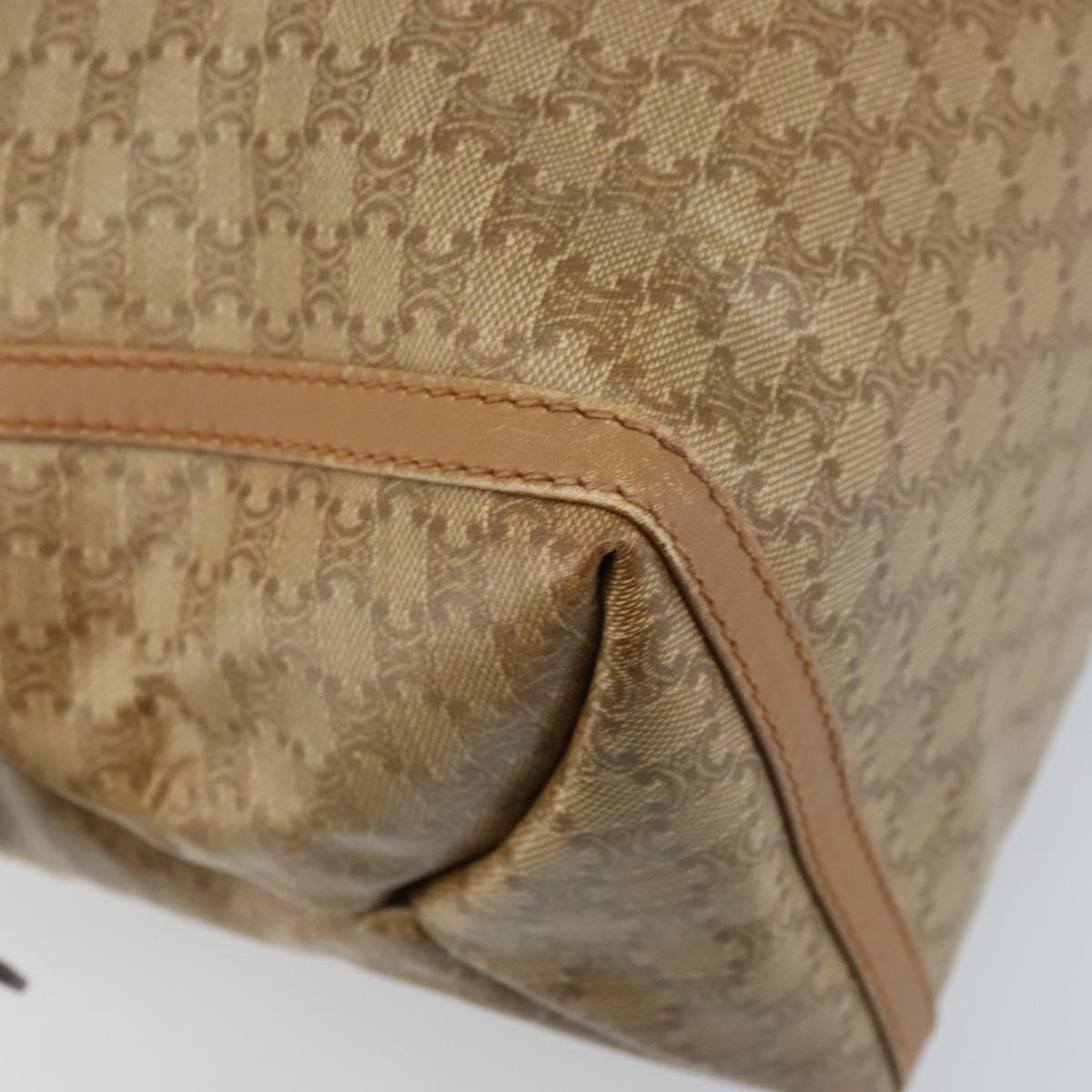 CELINE Macadam Canvas Hand Bag PVC Beige Gold Auth ARZ059