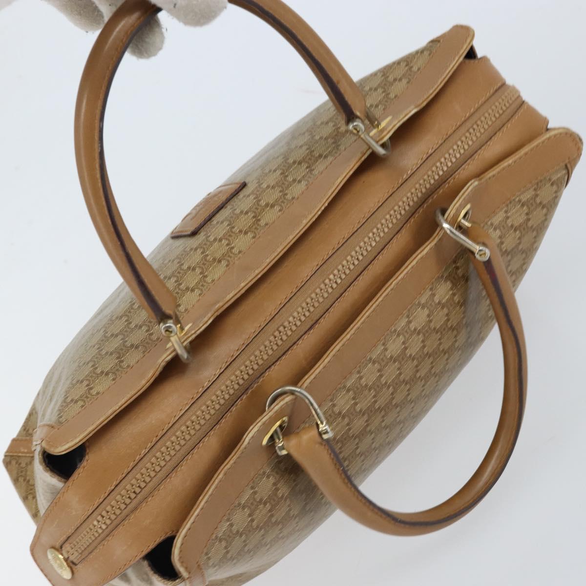 CELINE Macadam Canvas Hand Bag PVC Beige Gold Auth ARZ059
