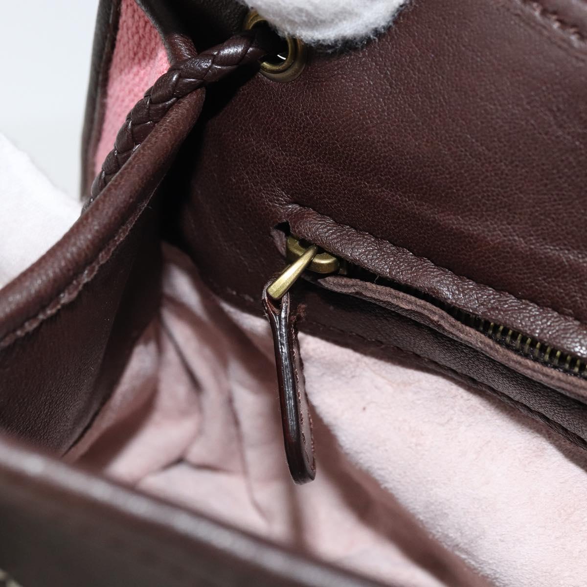 BOTTEGA VENETA Chain Hand Bag Leather Canvas 2way Outlet Pink Gold Auth ARZ067V