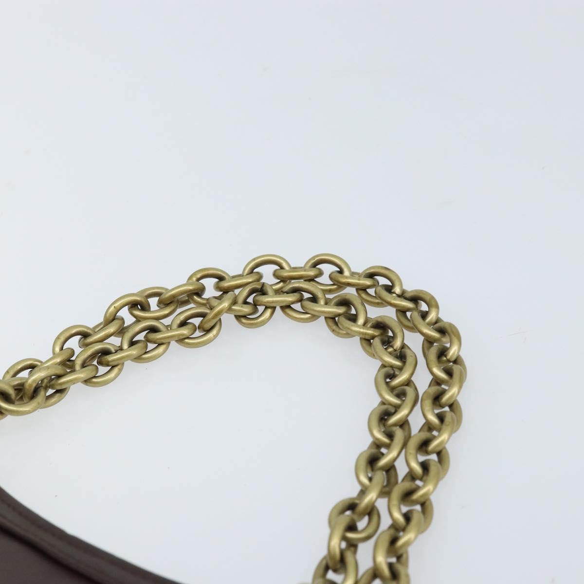 BOTTEGA VENETA Chain Hand Bag Leather Canvas 2way Outlet Pink Gold Auth ARZ067V