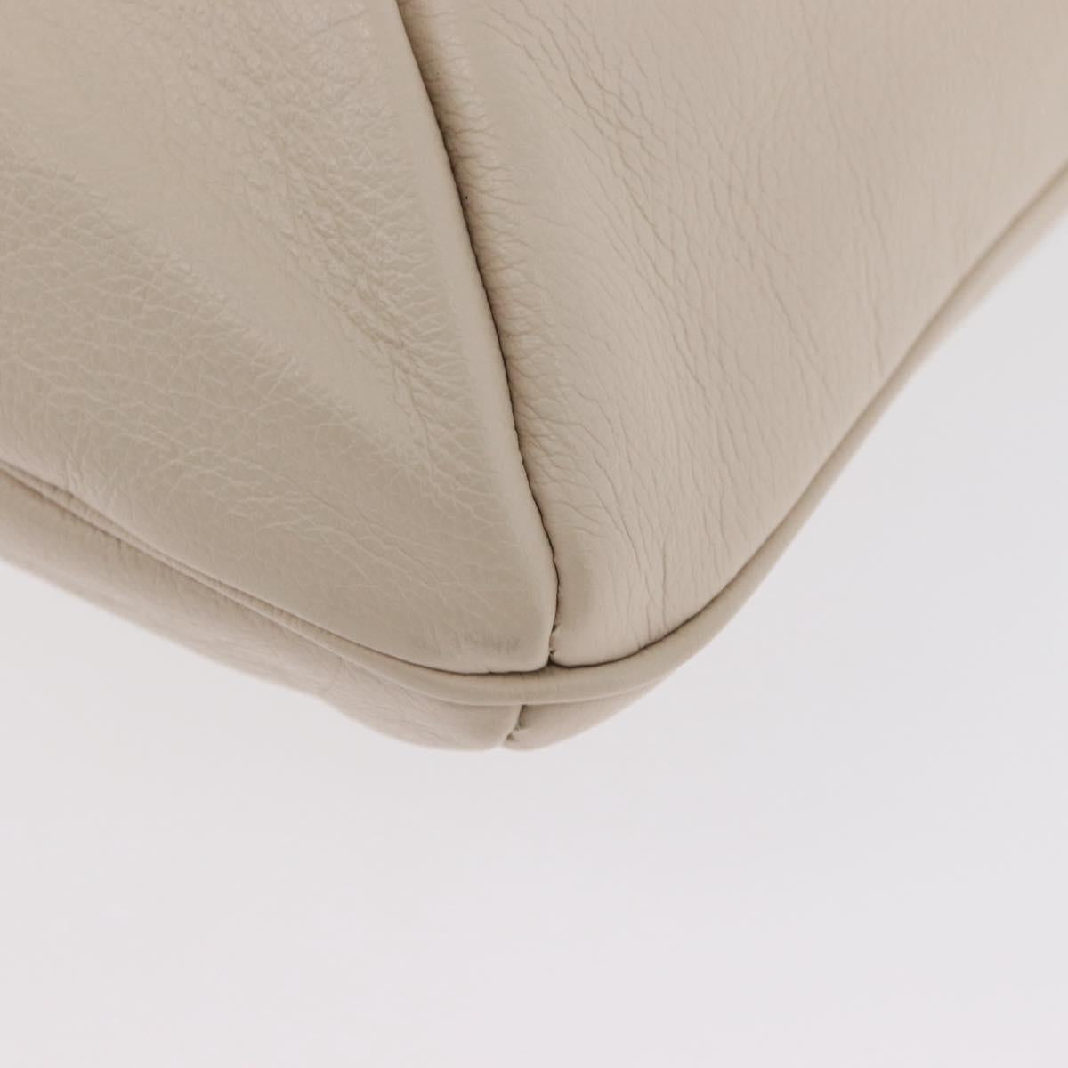 SAINT LAURENT Hand Bag Leather Ivory Silver Auth ARZ068