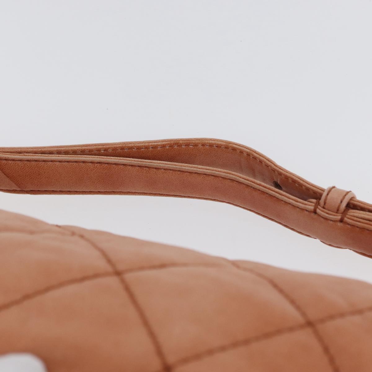 CHANEL Matelasse Shoulder Bag Lamb Skin Orange Gold CC Auth ARZ069V