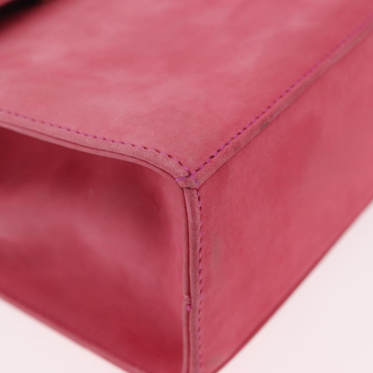 Salvatore Ferragamo Vala Hand Bag Suede 2way Pink Gold Auth ARZ075A