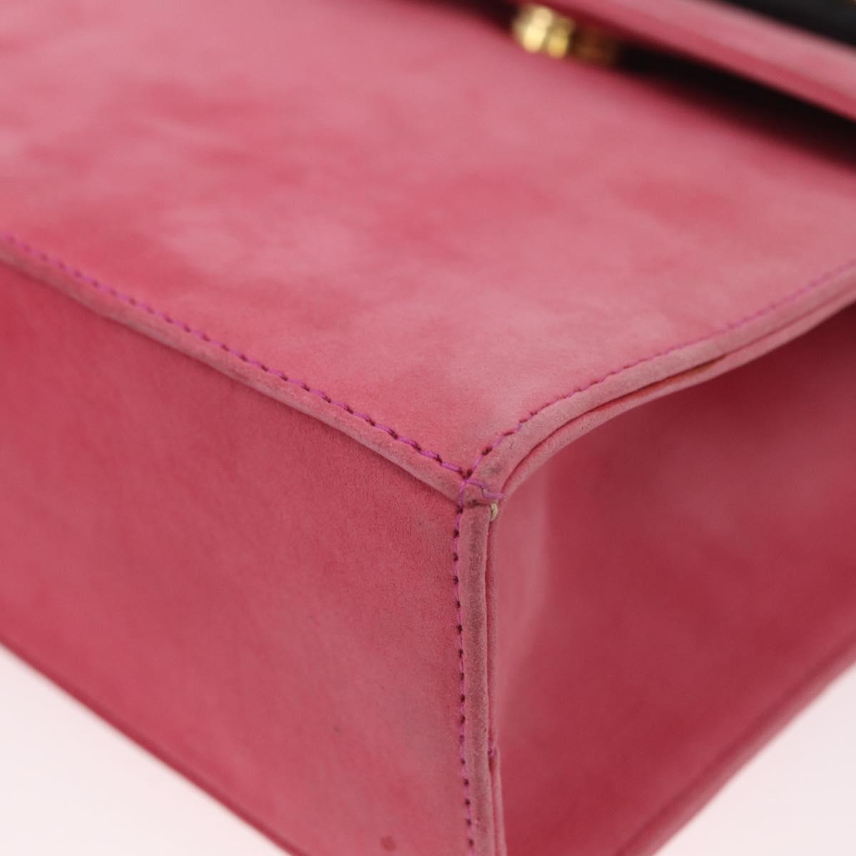 Salvatore Ferragamo Vala Hand Bag Suede 2way Pink Gold Auth ARZ075A