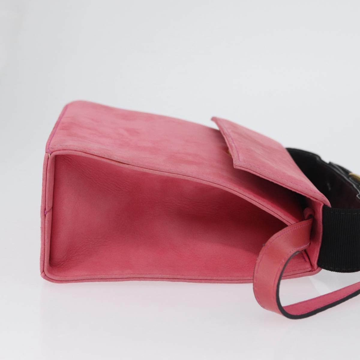 Salvatore Ferragamo Vala Hand Bag Suede 2way Pink Gold Auth ARZ075A