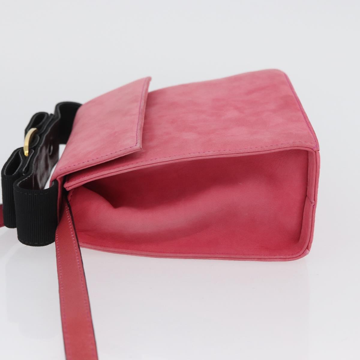 Salvatore Ferragamo Vala Hand Bag Suede 2way Pink Gold Auth ARZ075A
