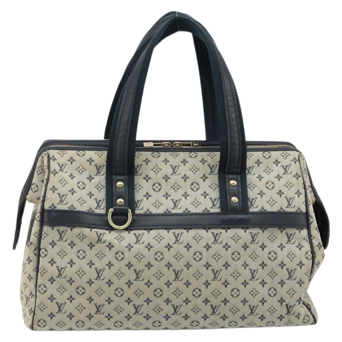 LOUIS VUITTON Monogram Mini Josephine GM Hand Bag Blue M92211 LV Auth ARZ076