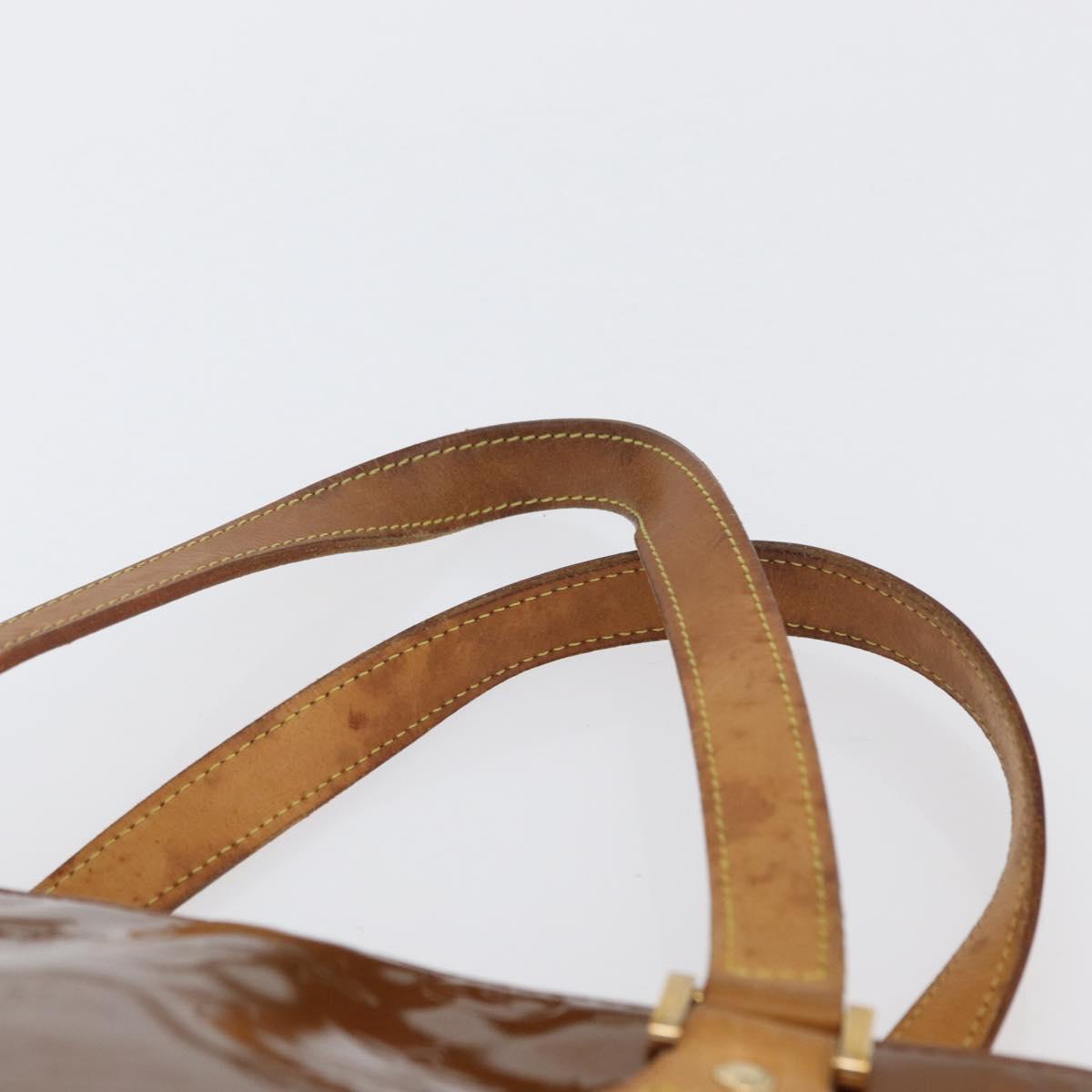 LOUIS VUITTON Monogram Vernis Houston Hand Bag Bronze M91122 LV Auth ARZ080