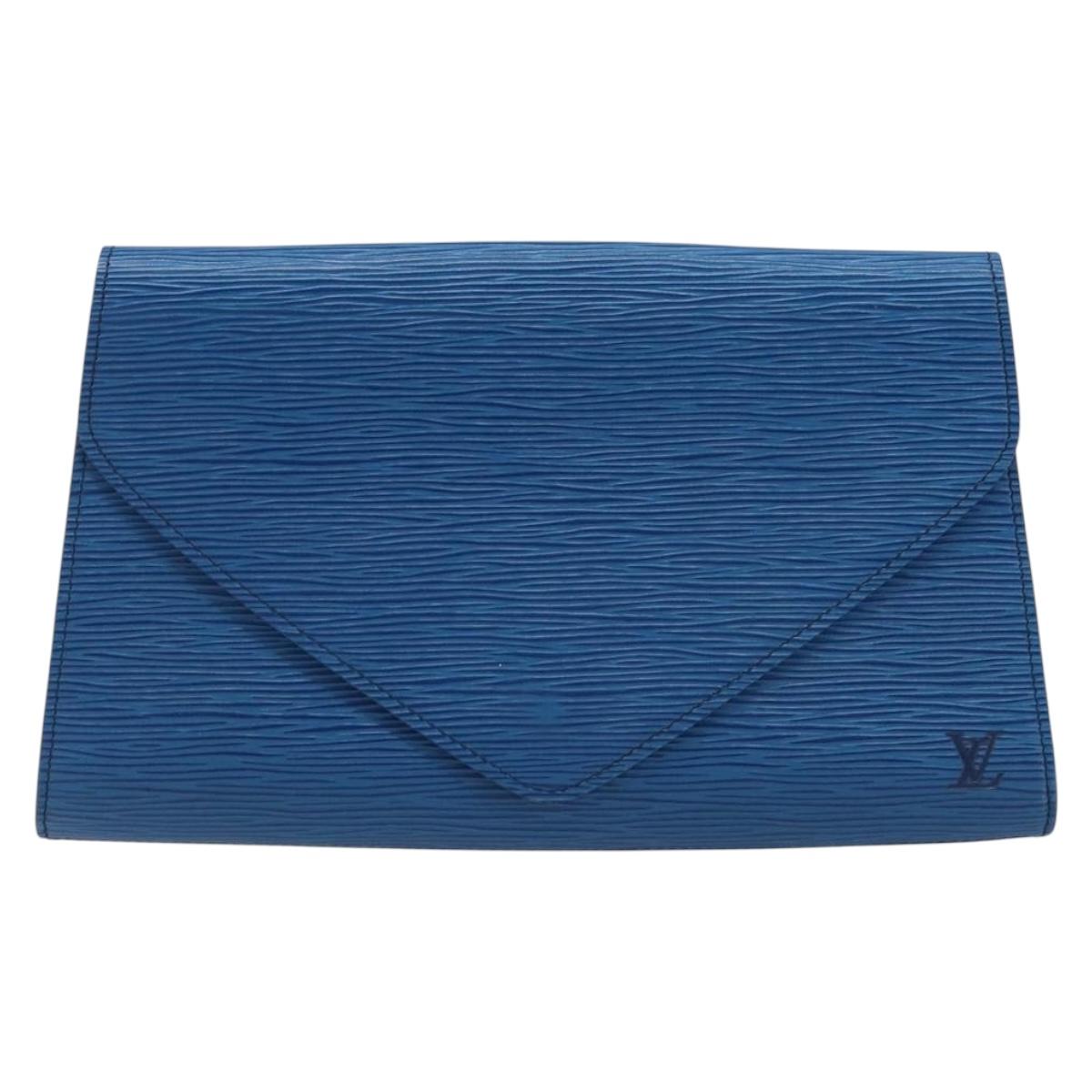 LOUIS VUITTON Epi Art Deco Clutch Bag Blue M52635 LV Auth ARZ083