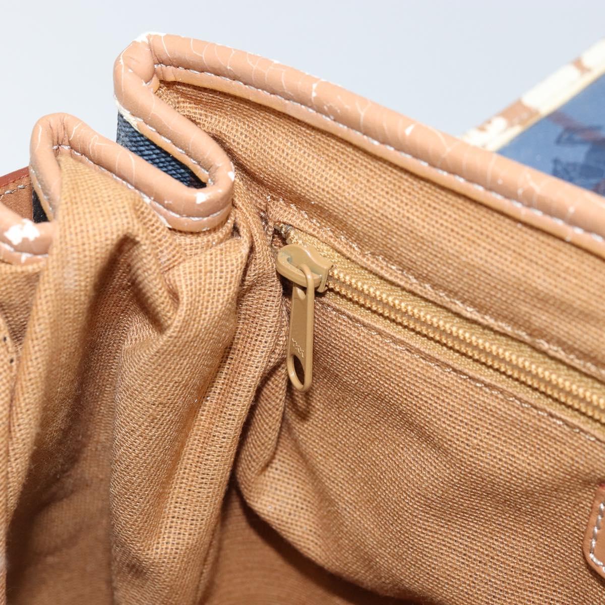 Burberrys Nova Check Hand Bag PVC 2way Blue Gold Auth ARZ085