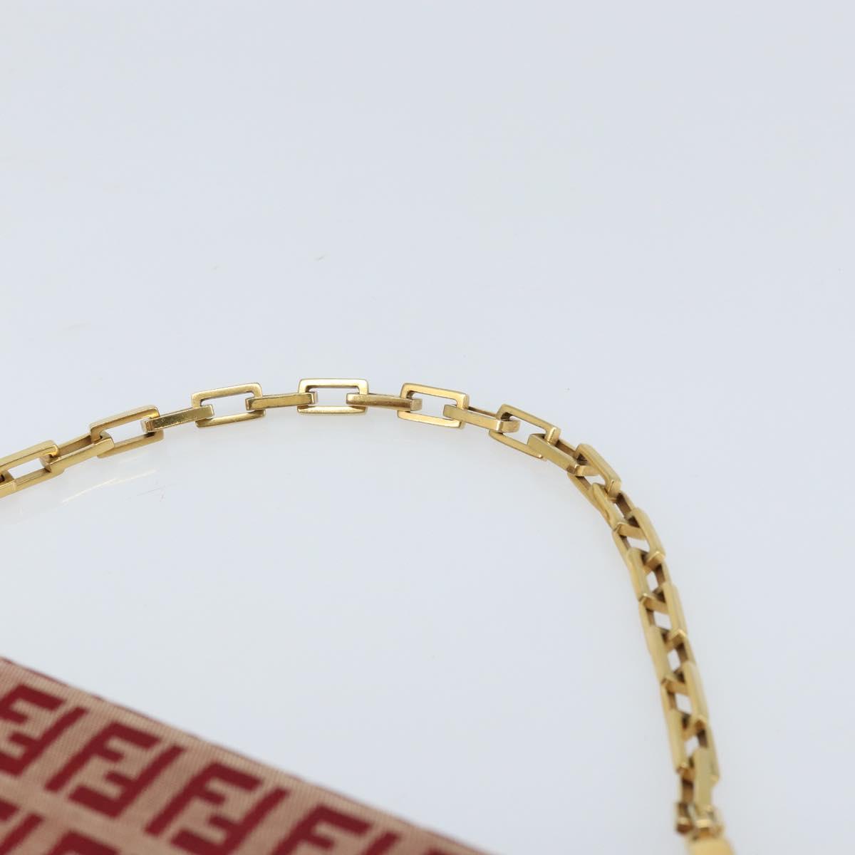 FENDI Zucchino Canvas Chain Shoulder Bag Red Gold Auth ARZ091SAV