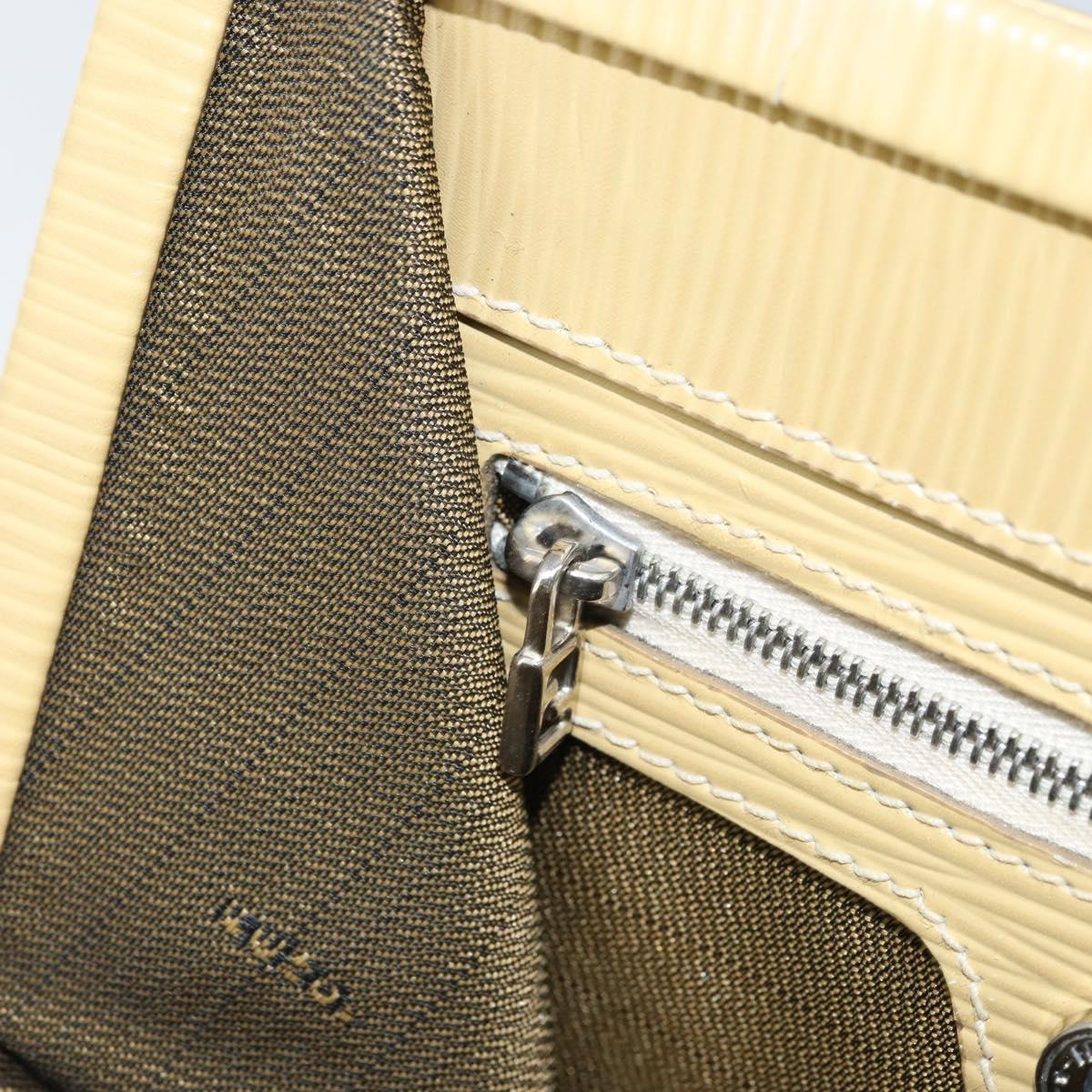 FENDI Hand Bag Leather Ivory Silver Auth ARZ093