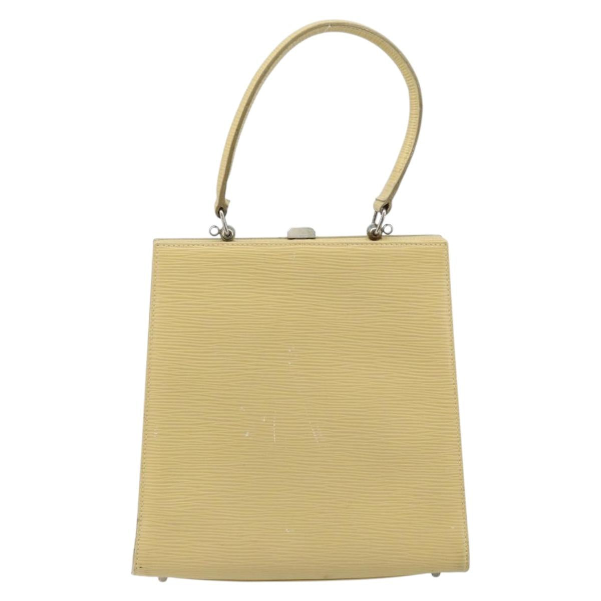 FENDI Hand Bag Leather Ivory Silver Auth ARZ093