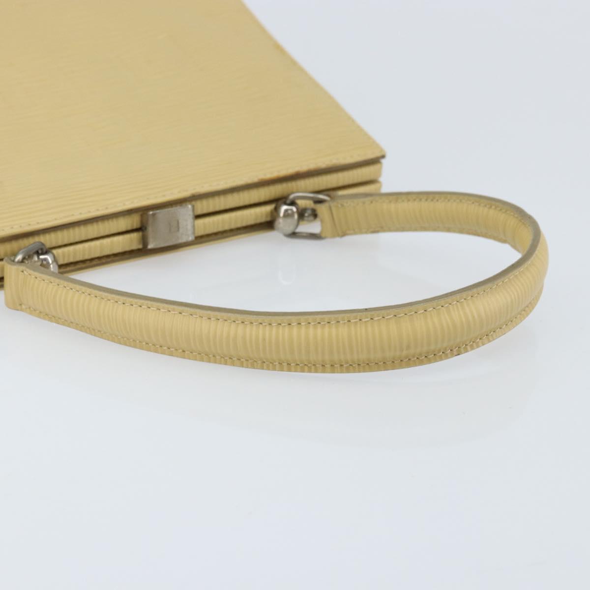 FENDI Hand Bag Leather Ivory Silver Auth ARZ093