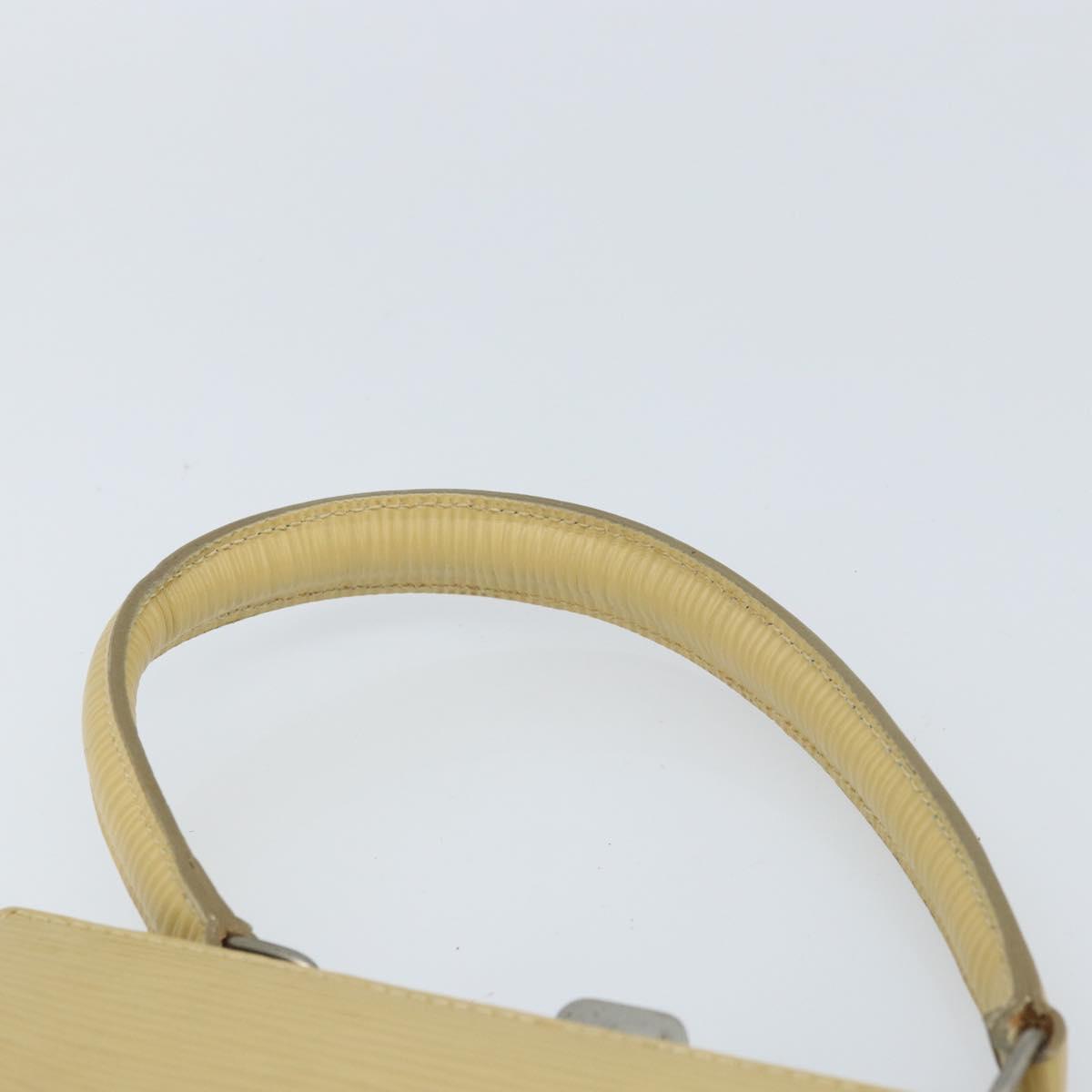 FENDI Hand Bag Leather Ivory Silver Auth ARZ093