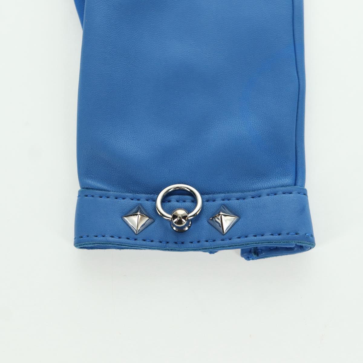 HERMES Medor Gloves Leather 6 1/2 Blue Auth ARZ096V