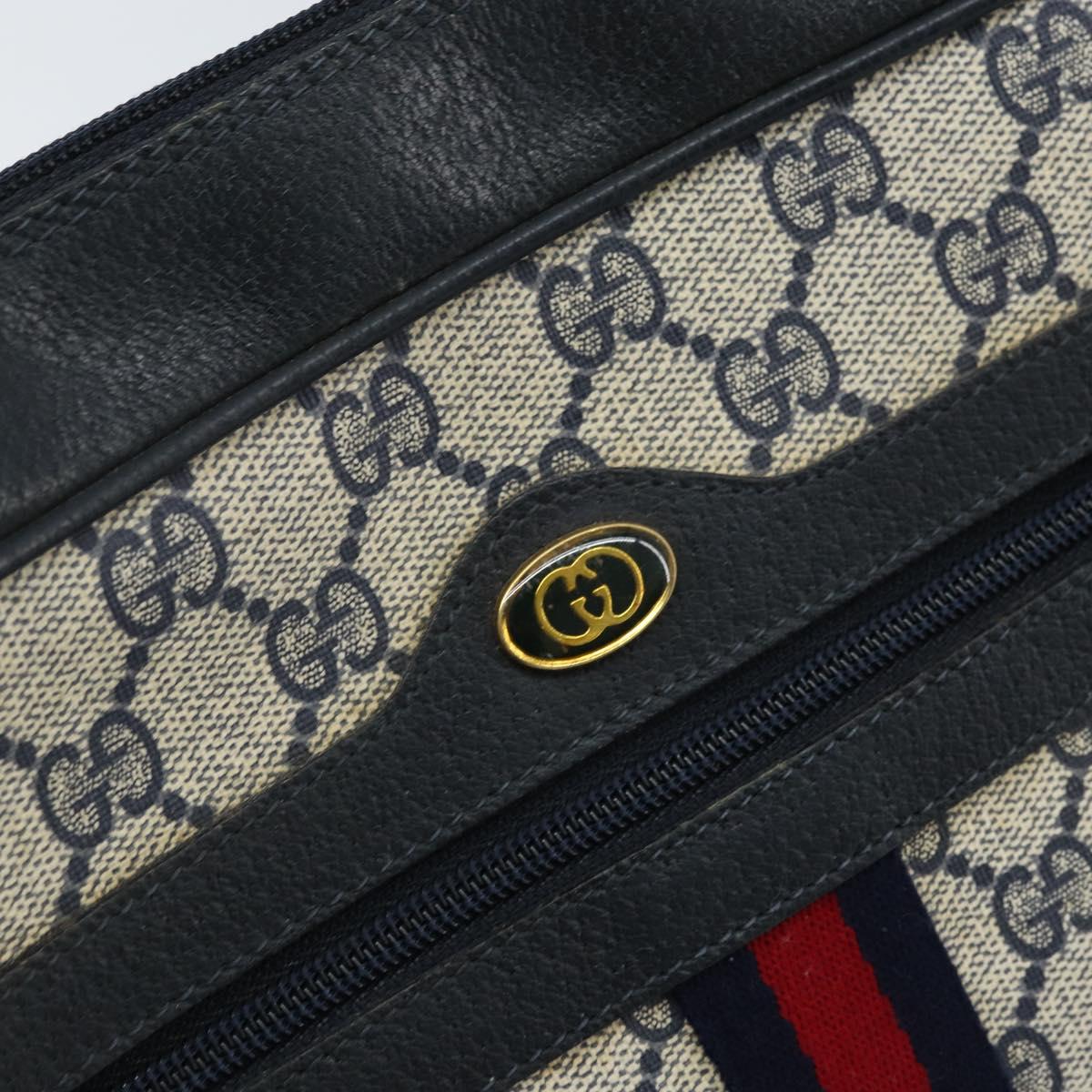GUCCI GG Supreme Sherry Line Shoulder Bag PVC Navy Gold 56 02 005 Auth ARZ102