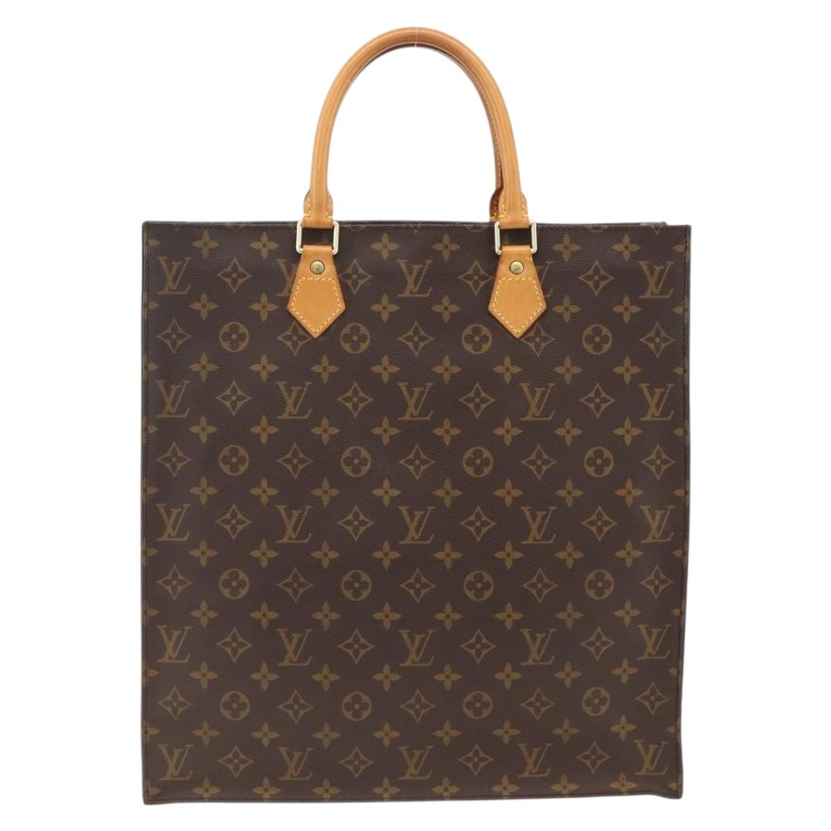 LOUIS VUITTON Monogram Sac Plat Hand Bag M51140 LV Auth ARZ108