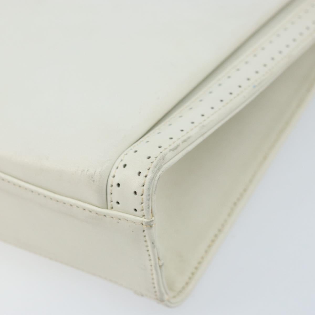 Salvatore Ferragamo Gancini Shoulder Bag Leather White Gold Auth ARZ115
