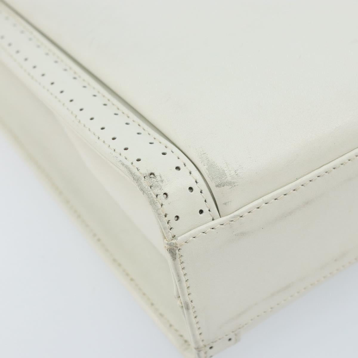 Salvatore Ferragamo Gancini Shoulder Bag Leather White Gold Auth ARZ115
