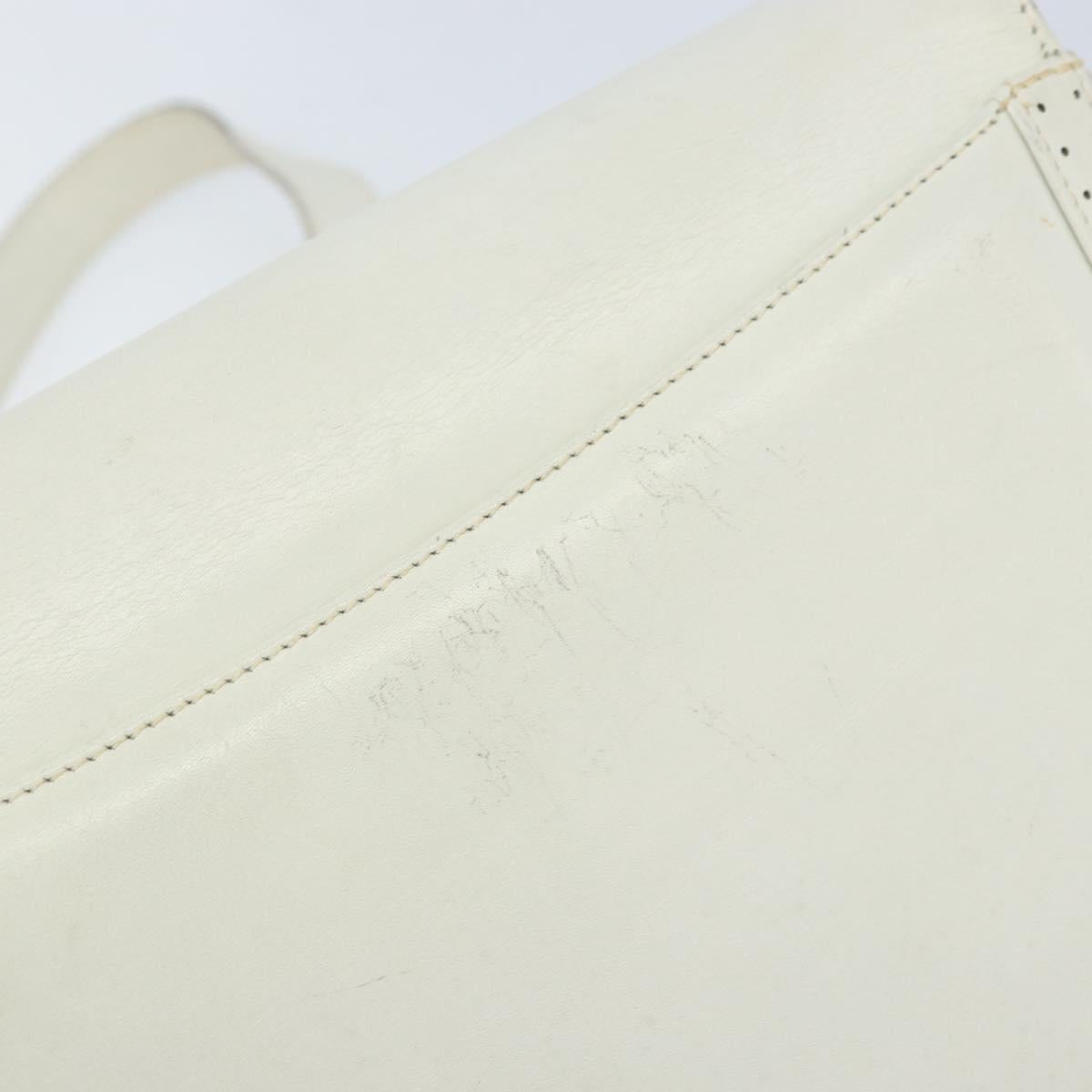 Salvatore Ferragamo Gancini Shoulder Bag Leather White Gold Auth ARZ115