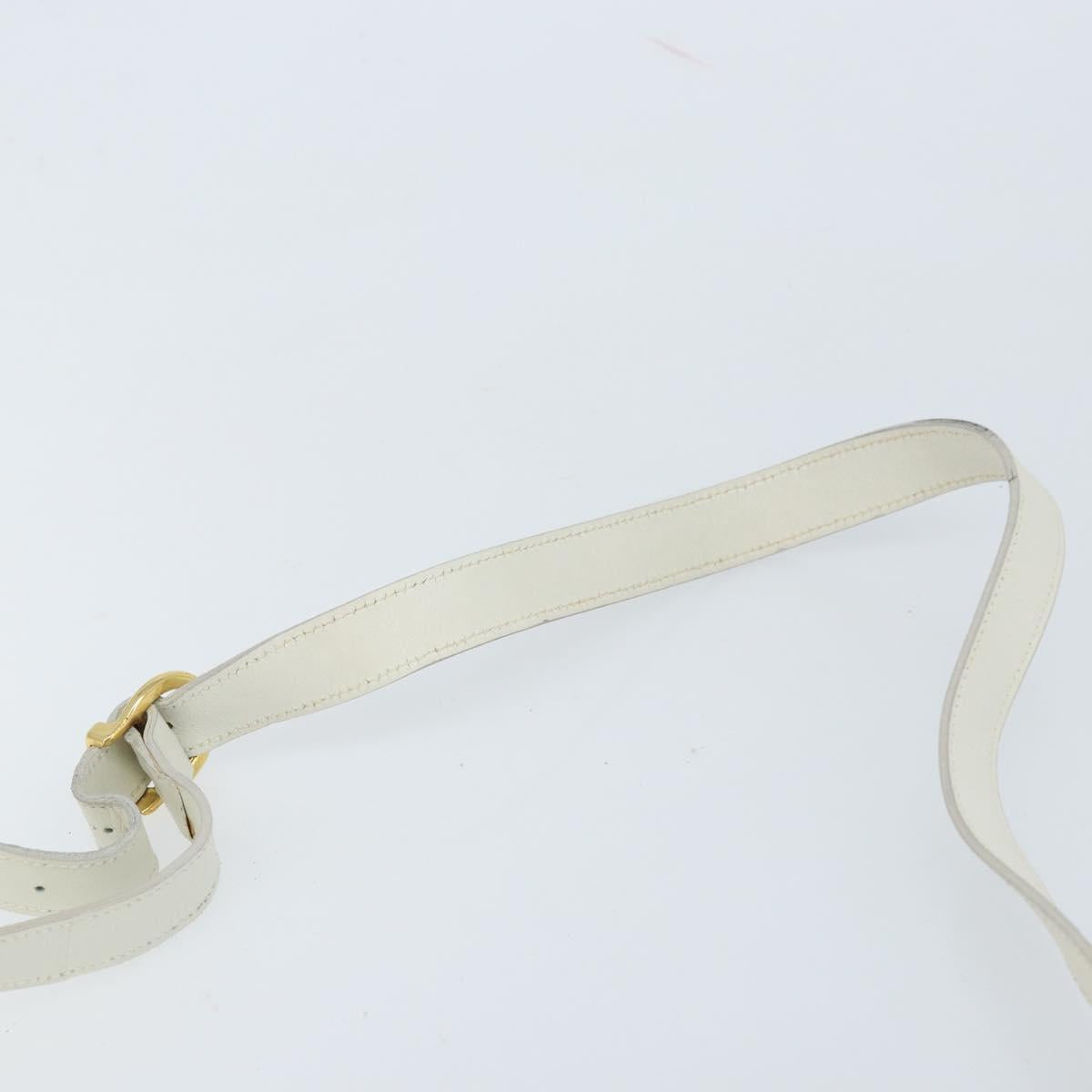 Salvatore Ferragamo Gancini Shoulder Bag Leather White Gold Auth ARZ115
