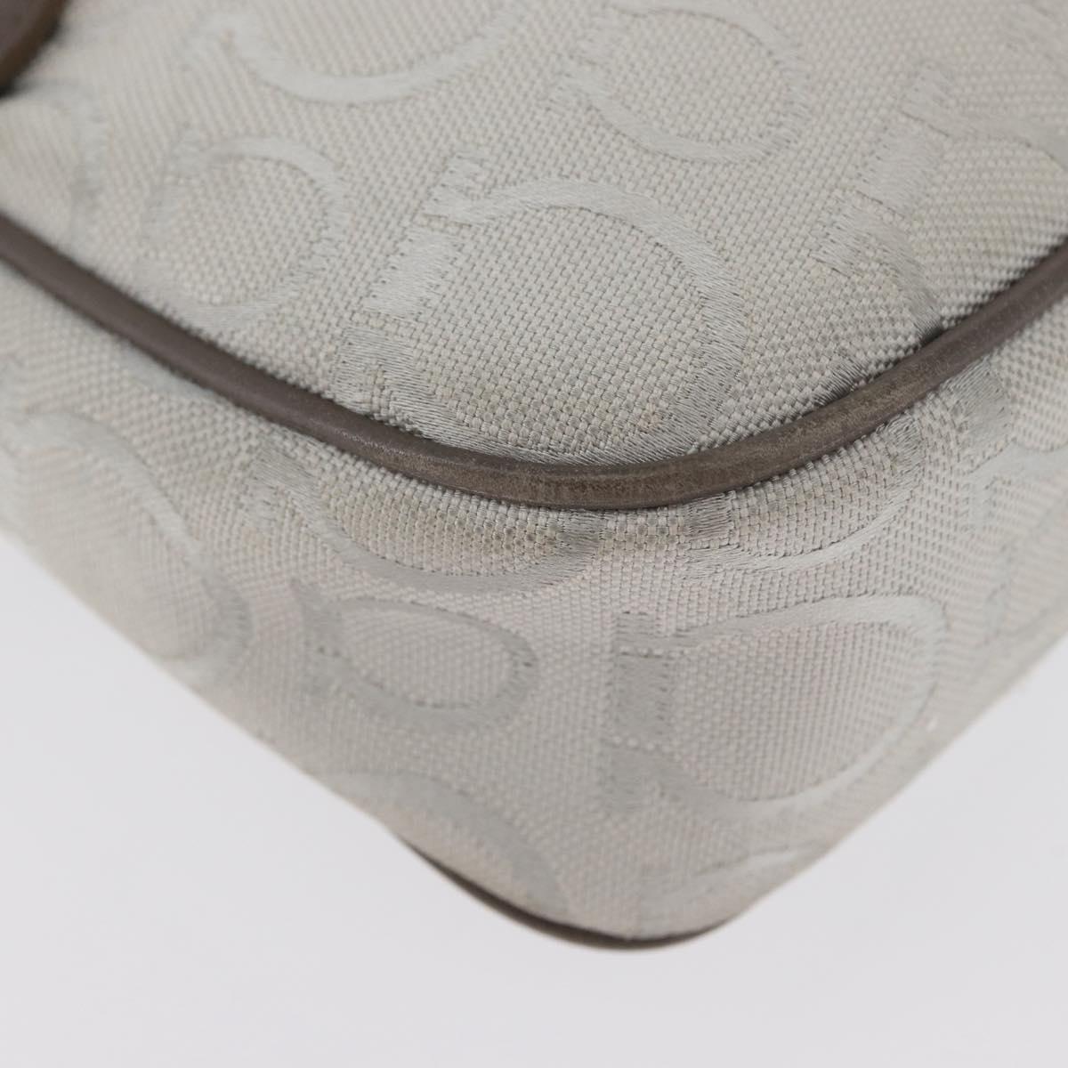 Salvatore Ferragamo Gancini Hand Bag Canvas Gray Silver Auth ARZ122