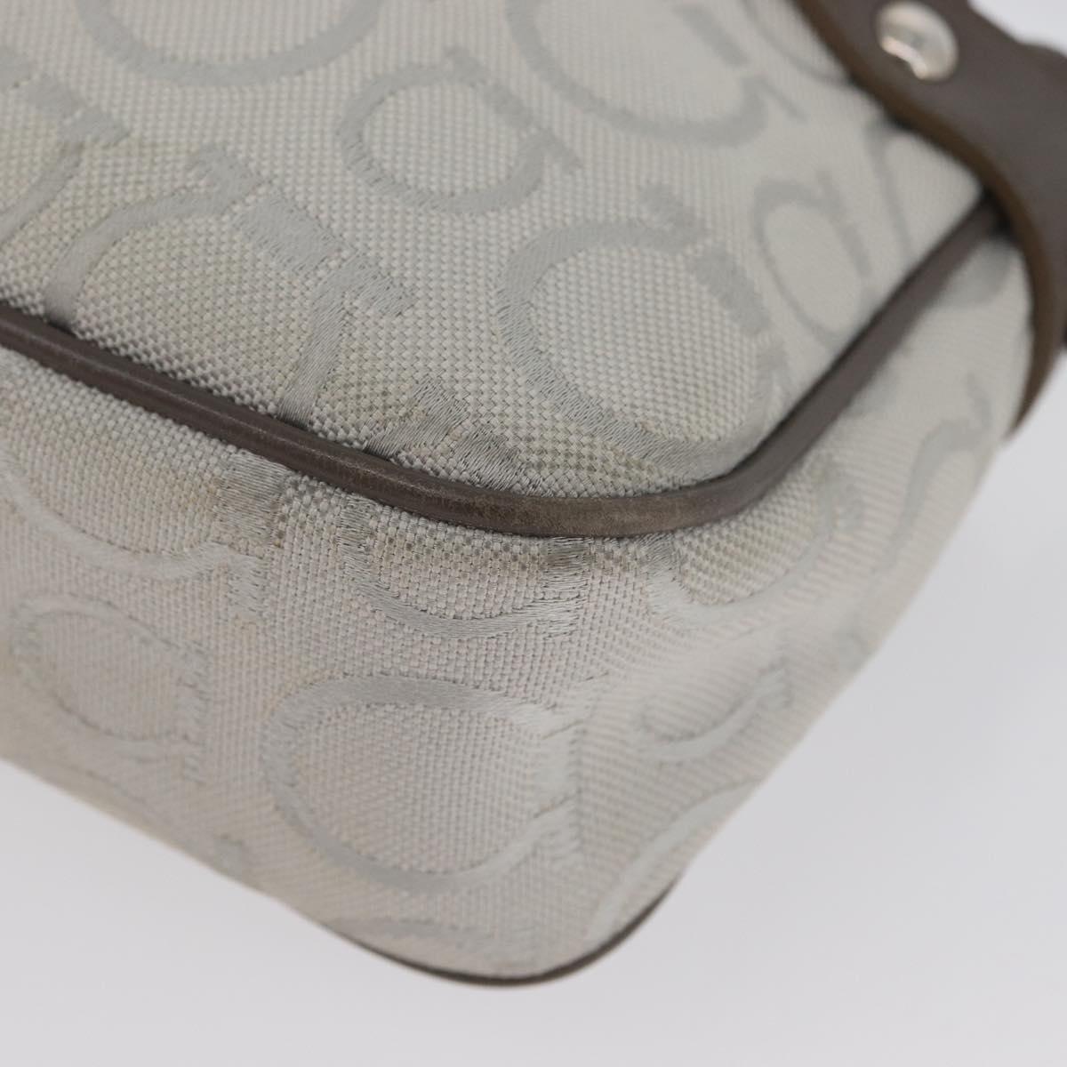 Salvatore Ferragamo Gancini Hand Bag Canvas Gray Silver Auth ARZ122