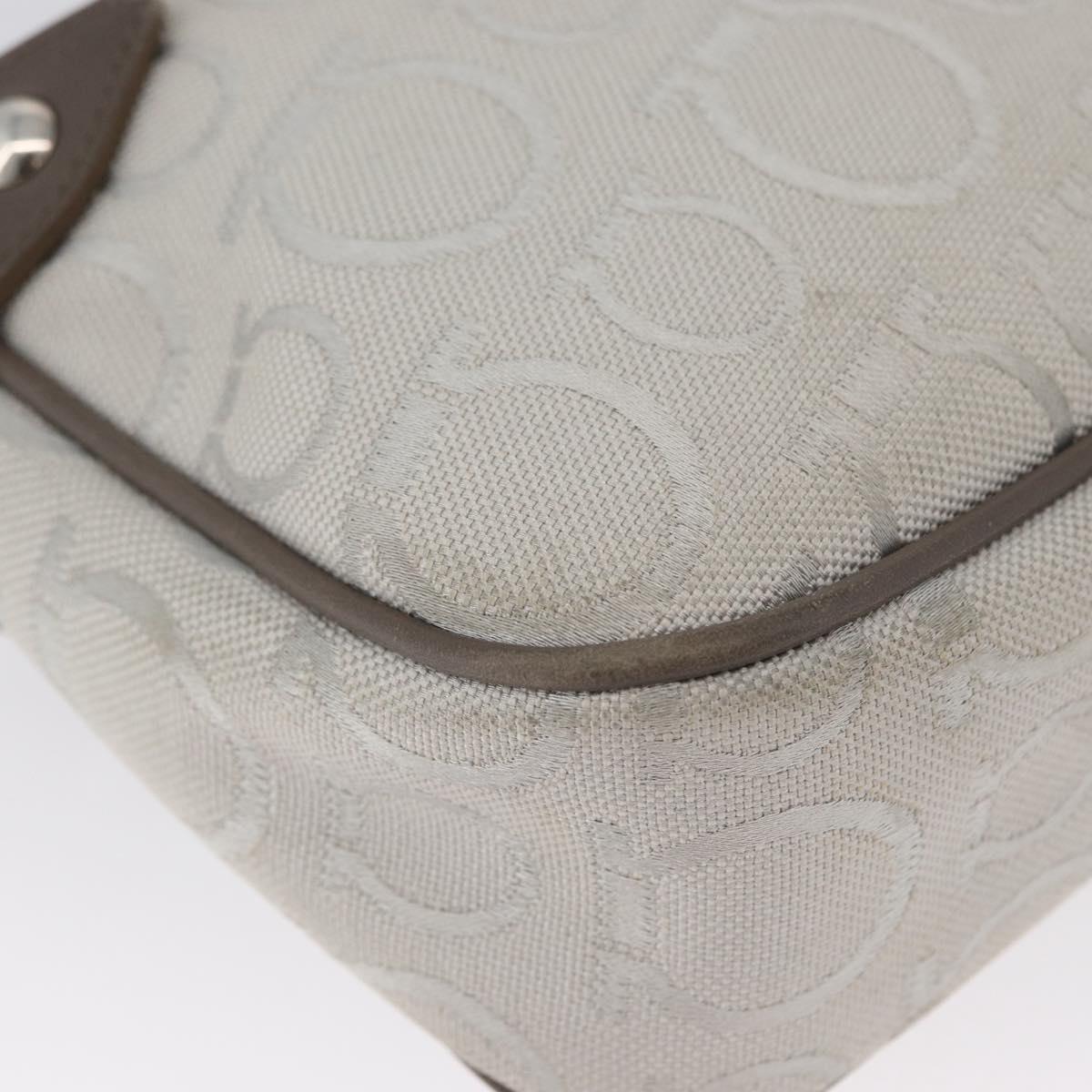 Salvatore Ferragamo Gancini Hand Bag Canvas Gray Silver Auth ARZ122