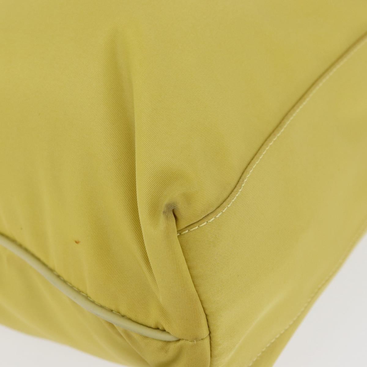 PRADA Tote Bag Nylon Yellow Gold Auth ARZ128