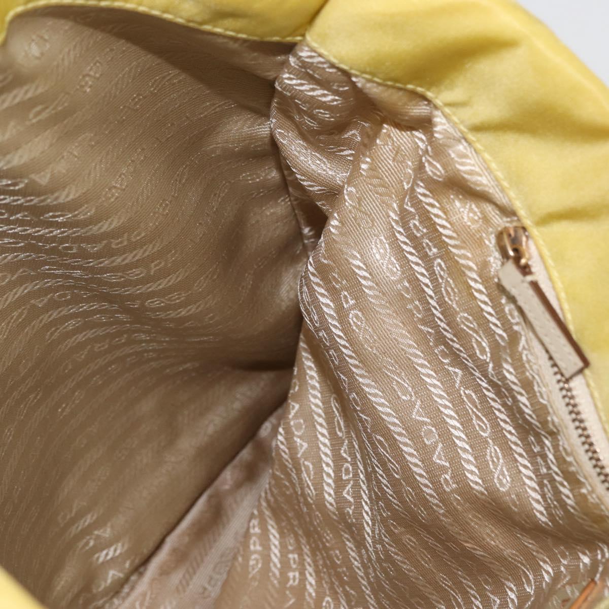 PRADA Tote Bag Nylon Yellow Gold Auth ARZ128