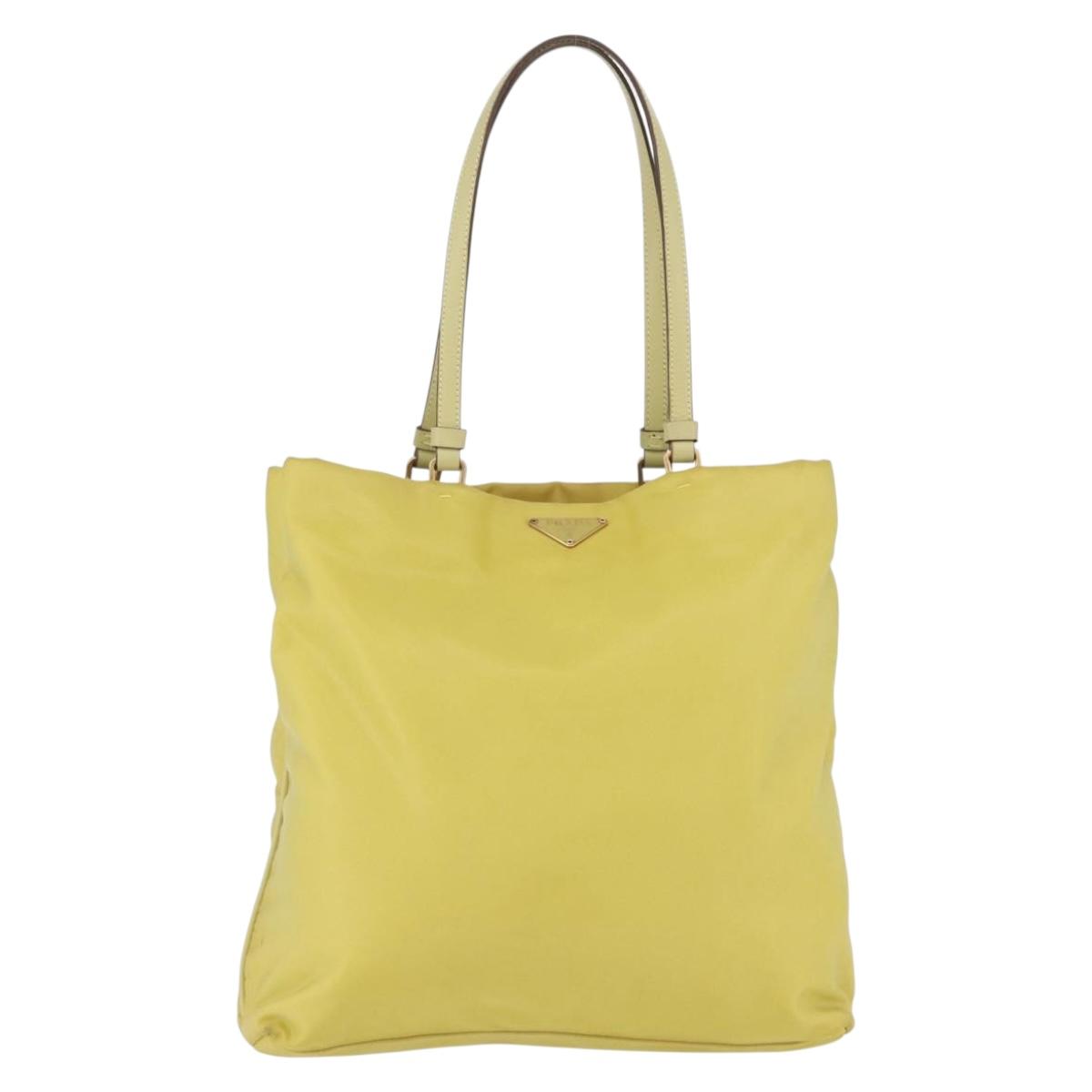 PRADA Tote Bag Nylon Yellow Gold Auth ARZ128