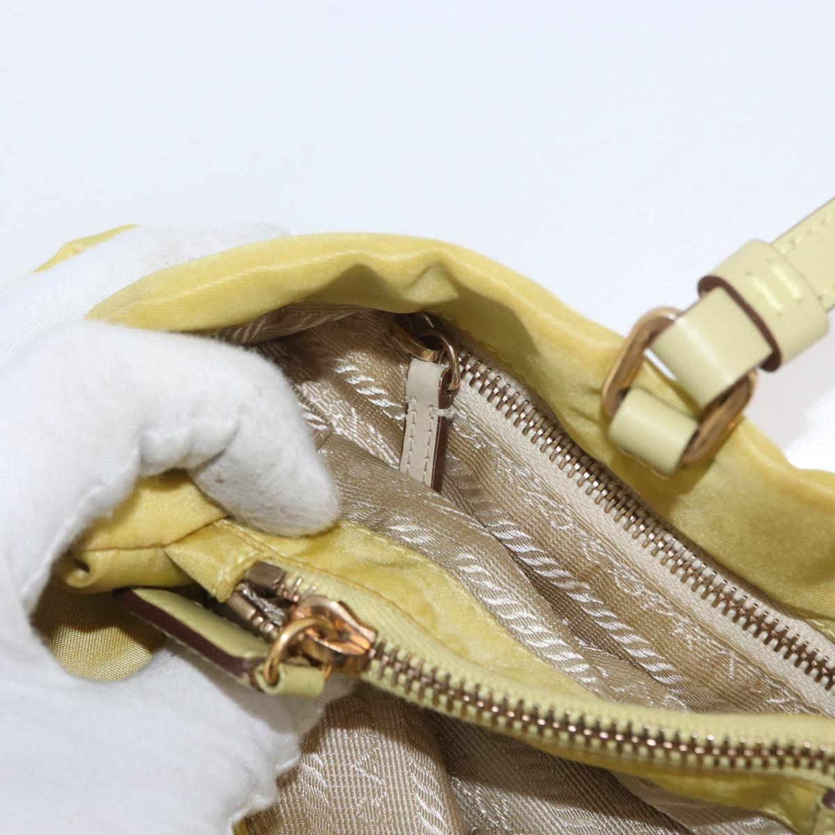 PRADA Tote Bag Nylon Yellow Gold Auth ARZ128