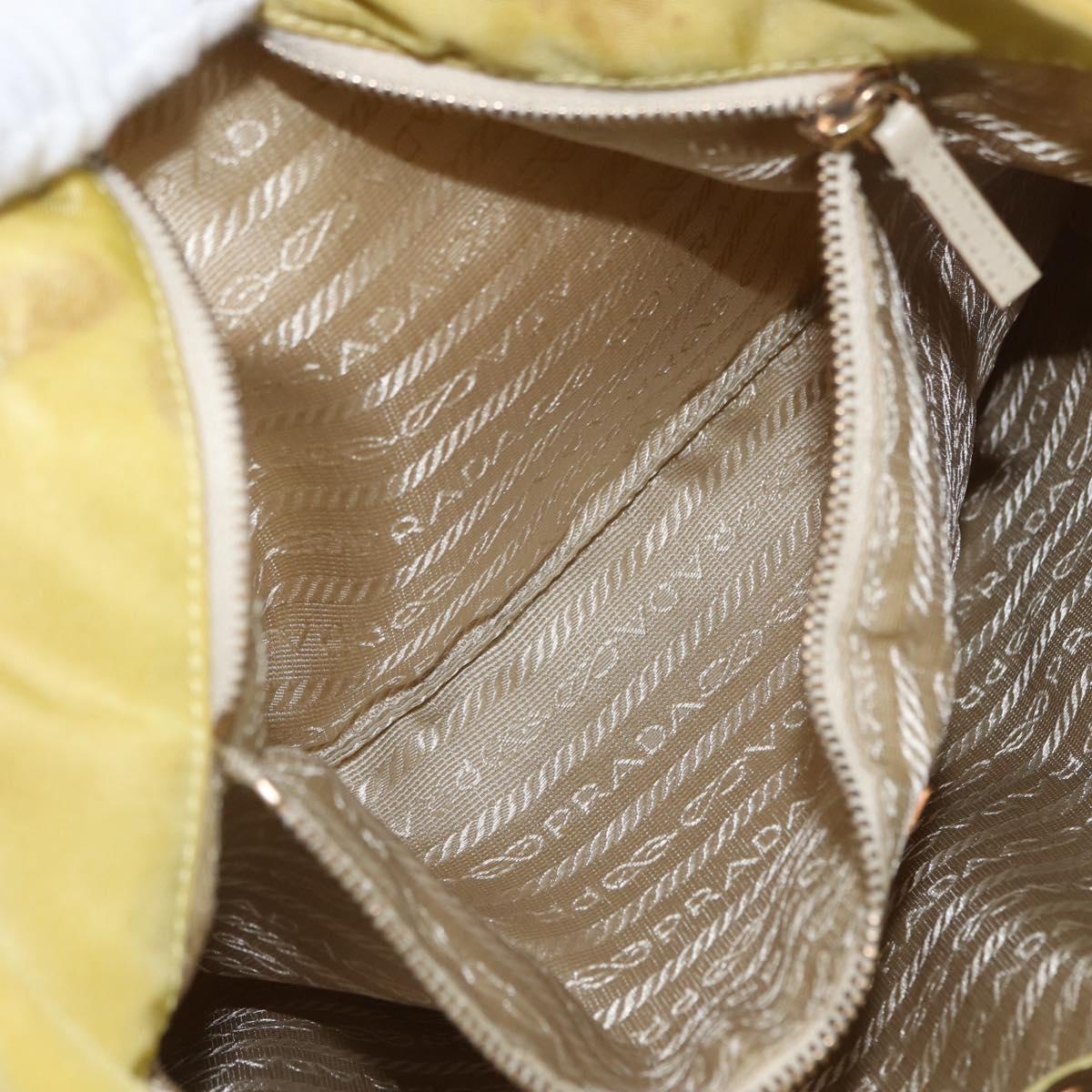 PRADA Tote Bag Nylon Yellow Gold Auth ARZ128
