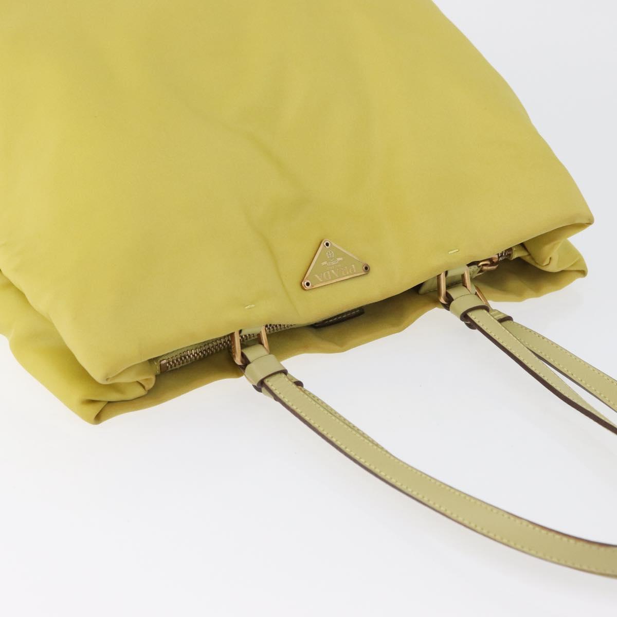 PRADA Tote Bag Nylon Yellow Gold Auth ARZ128