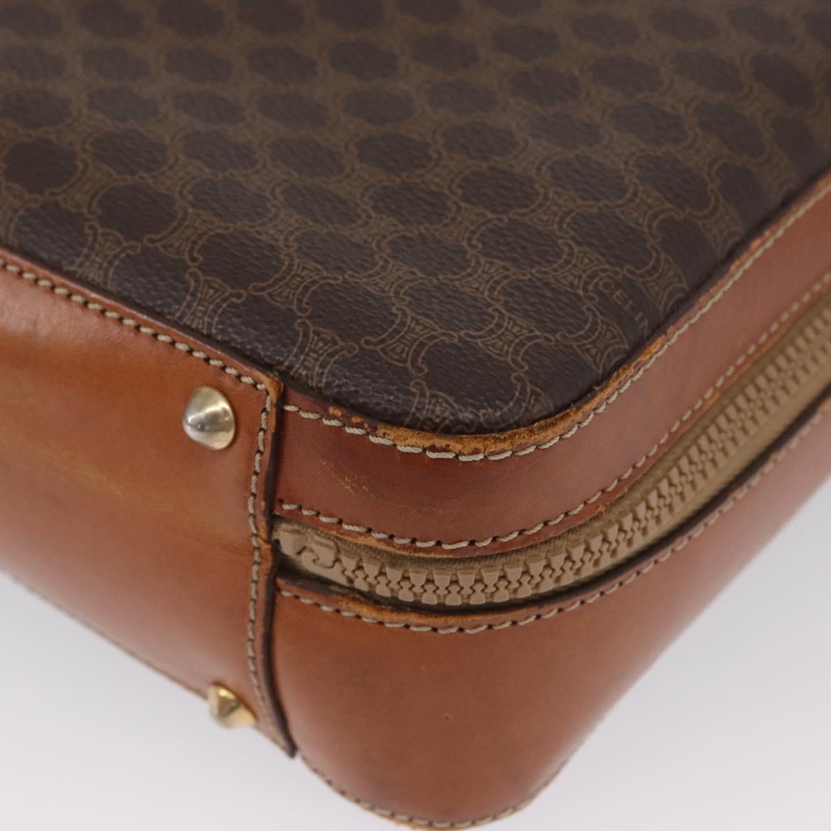 CELINE Macadam Canvas Business Bag PVC Leather 2way Brown Gold Auth ARZ129