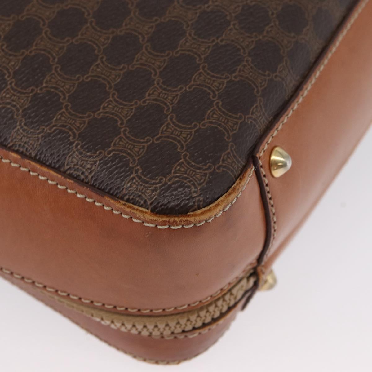 CELINE Macadam Canvas Business Bag PVC Leather 2way Brown Gold Auth ARZ129