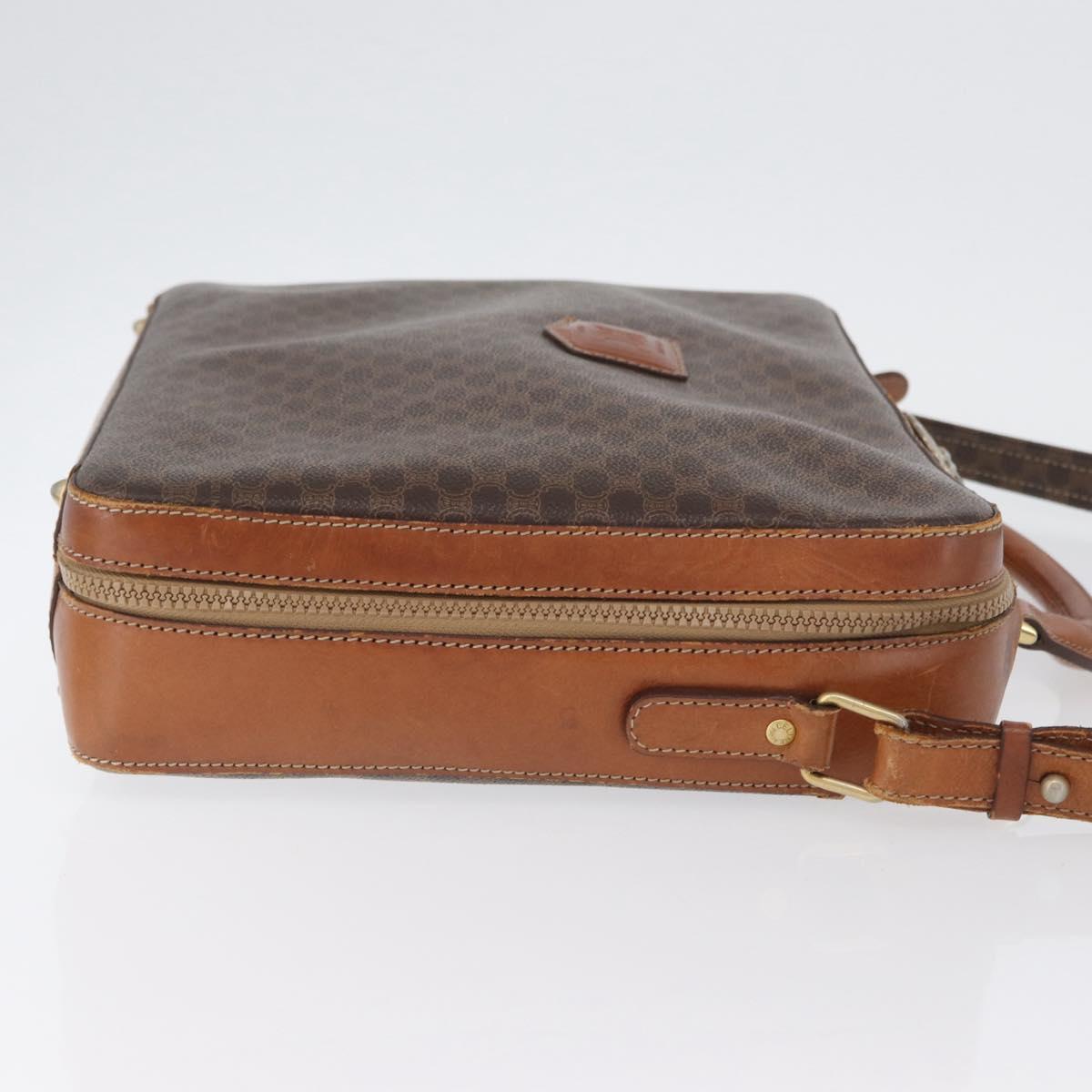 CELINE Macadam Canvas Business Bag PVC Leather 2way Brown Gold Auth ARZ129