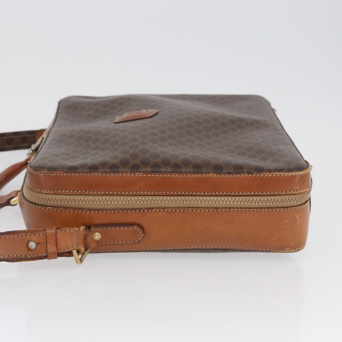 CELINE Macadam Canvas Business Bag PVC Leather 2way Brown Gold Auth ARZ129